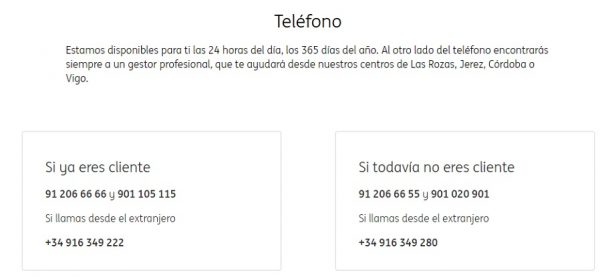 Teléfonos web ING